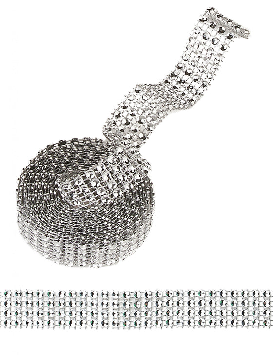 Ruban strass argent 1,8 m x 2 cm