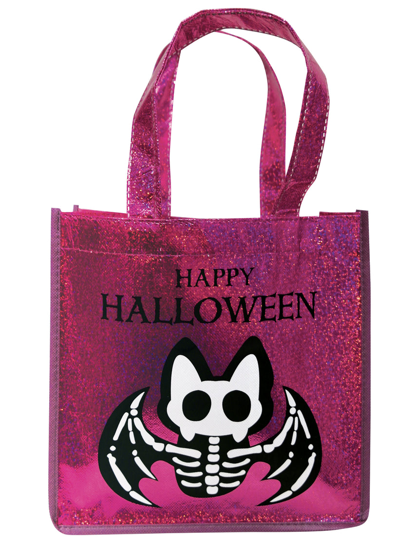 Sac à paillettes rose chauve-souris squelette