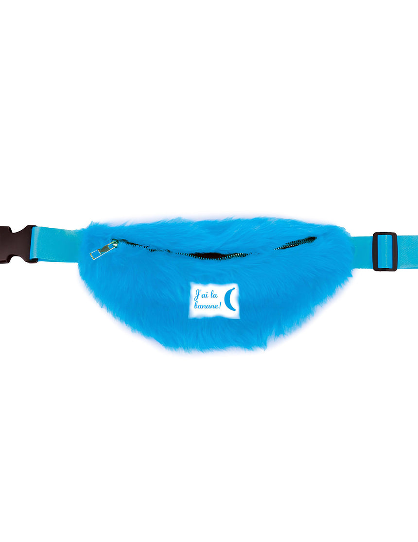 Sac banane à poils bleus