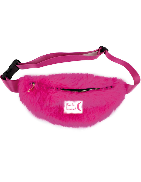 Sac banane à poils roses
