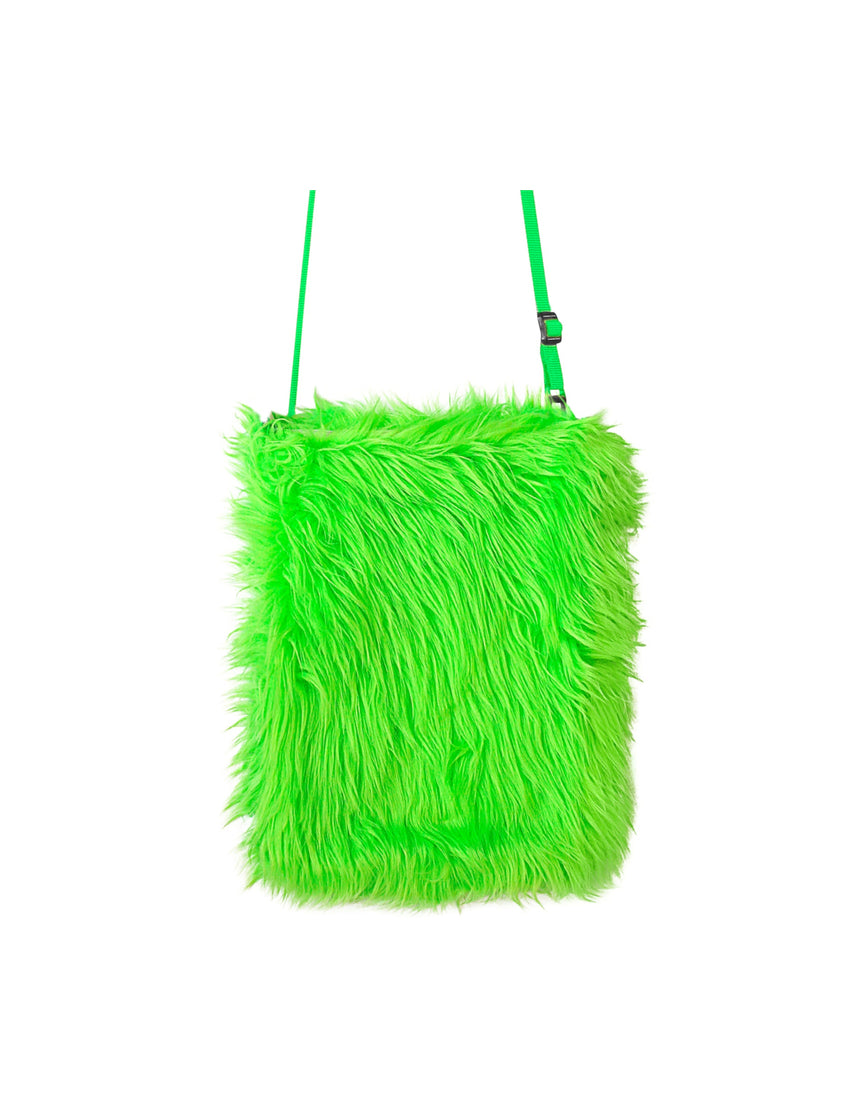 Sac en peluche vert fluo