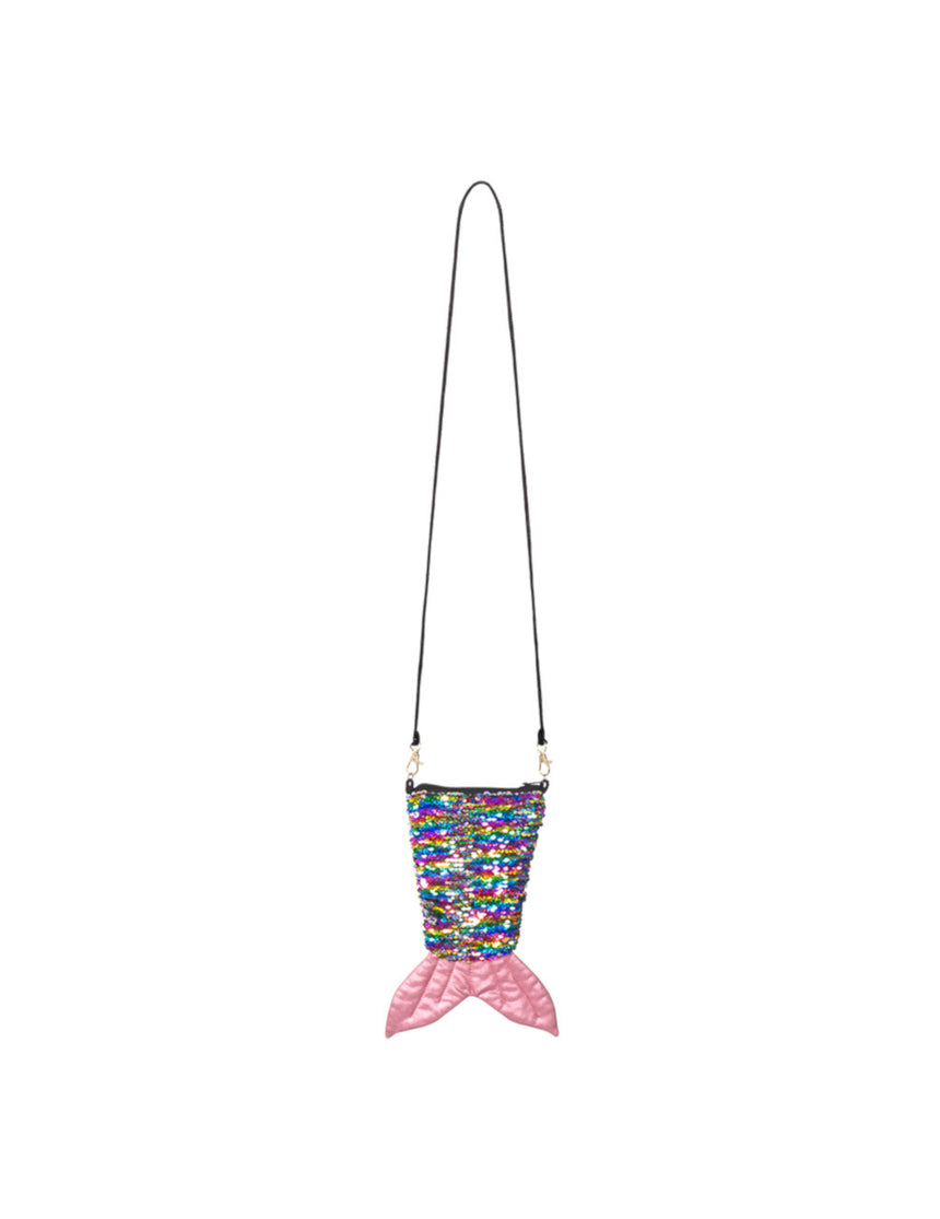 Sac queue de sirène avec zip paillettes arc-en-ciel et argent réversibles adulte