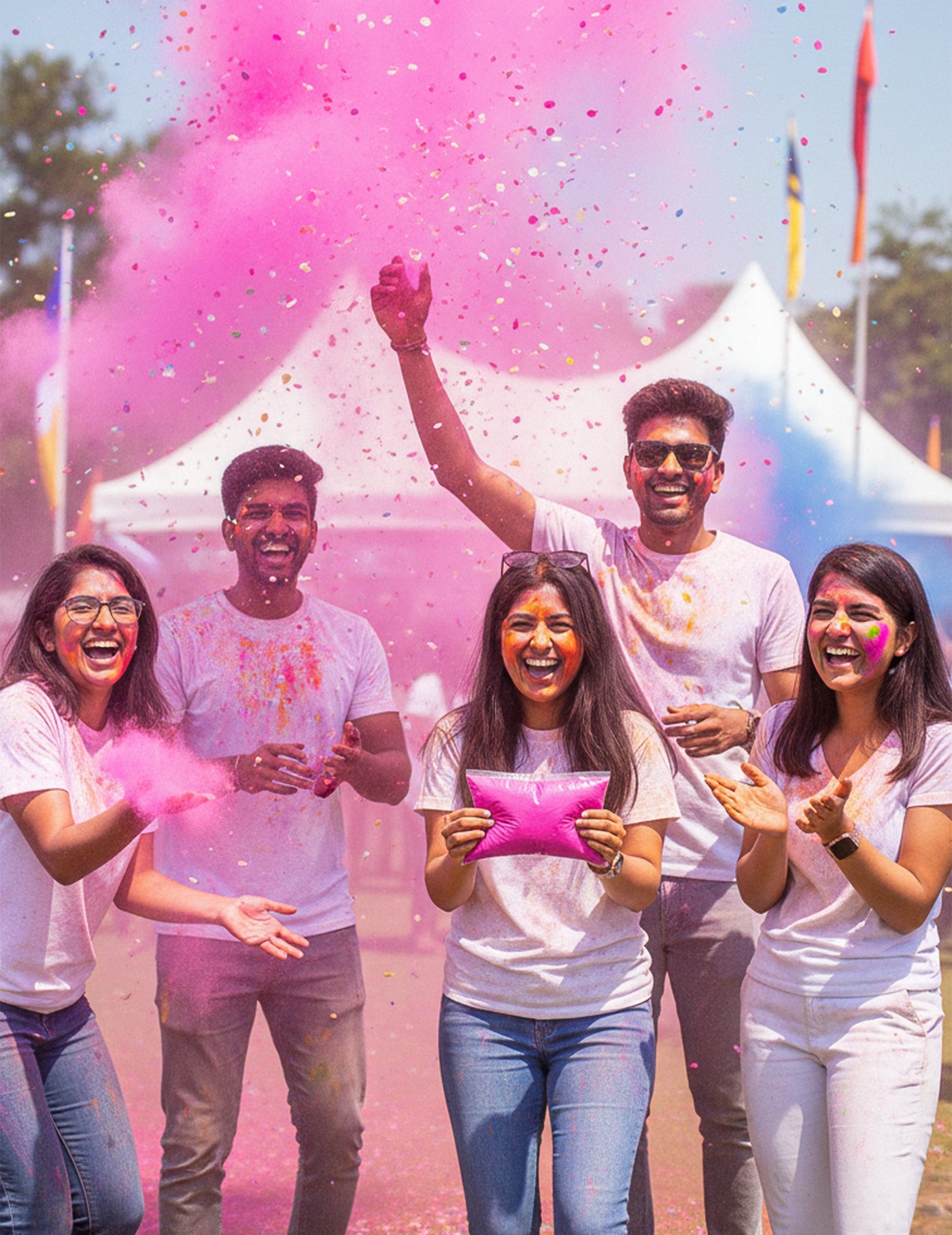 Sachet de poudre 500 g à effet Holi rose fluo