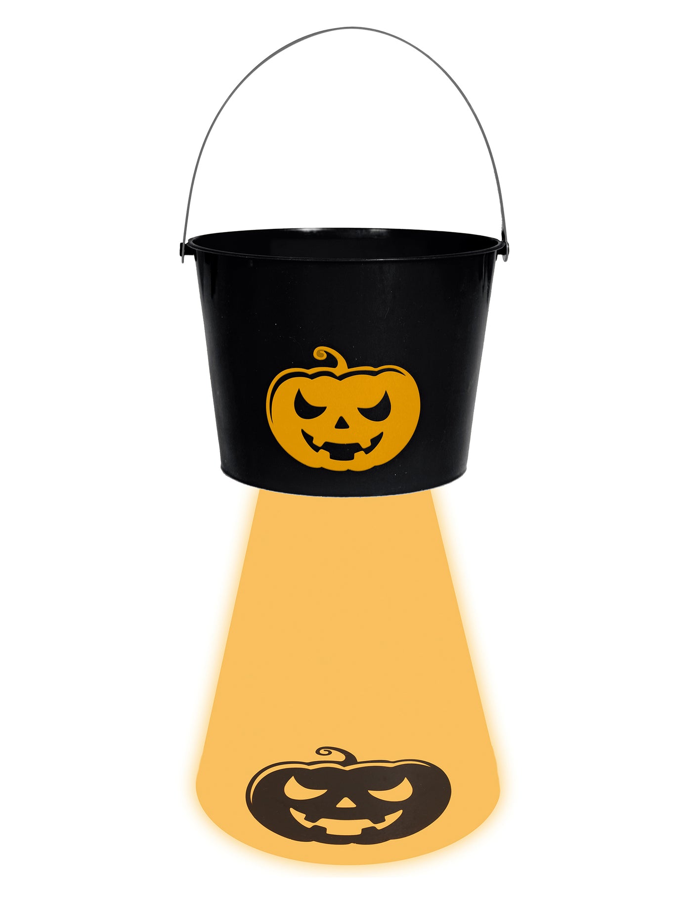 Seau à bonbon lumineux citrouille noire