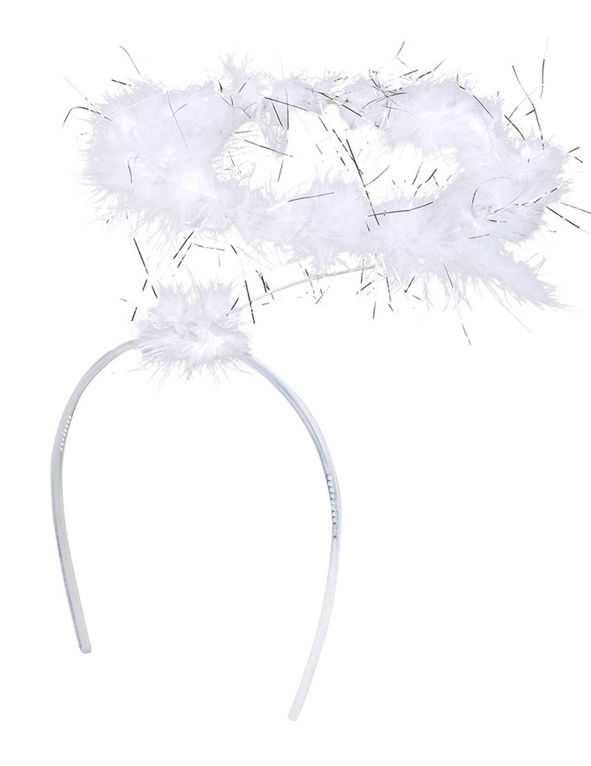 Serre-tête auréole d'ange blanc et argent adulte