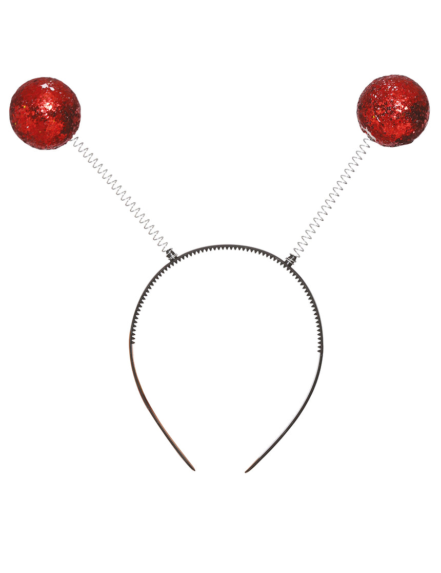 Serre-tête boules paillettées rouge adulte