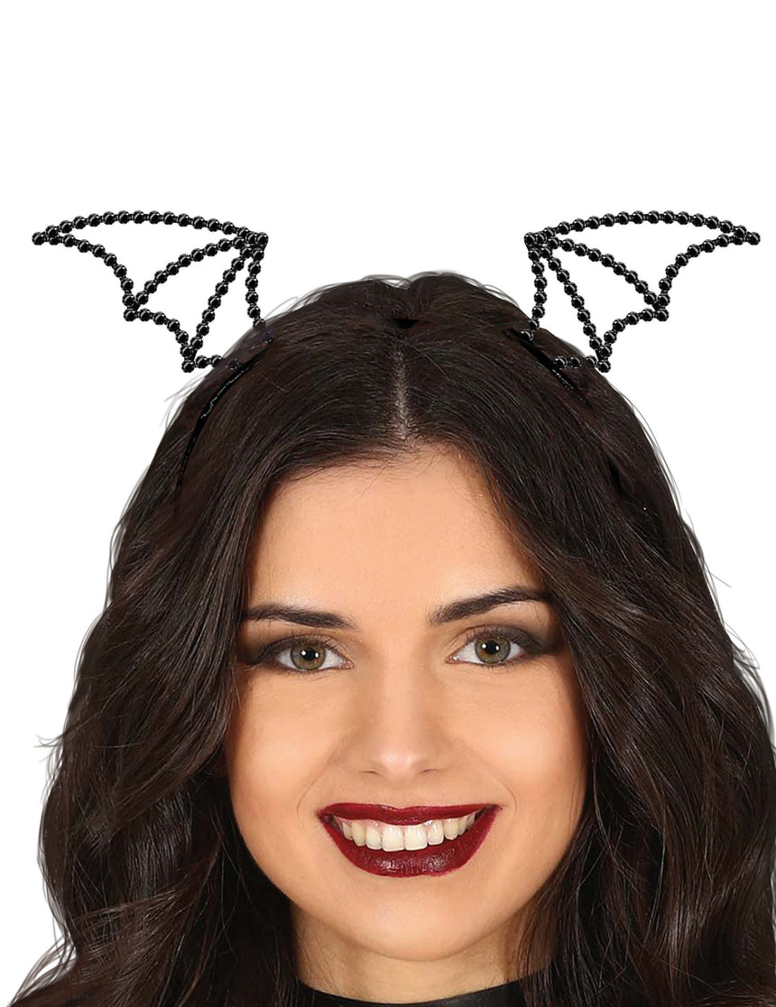 Serre-tête chauve-souris à strass noir femme