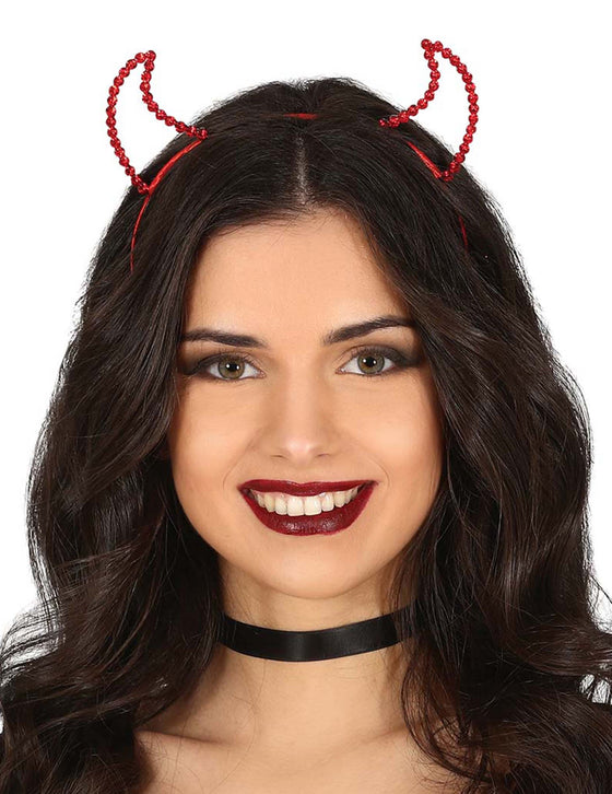 Serre-tête diablesse à strass rouge femme