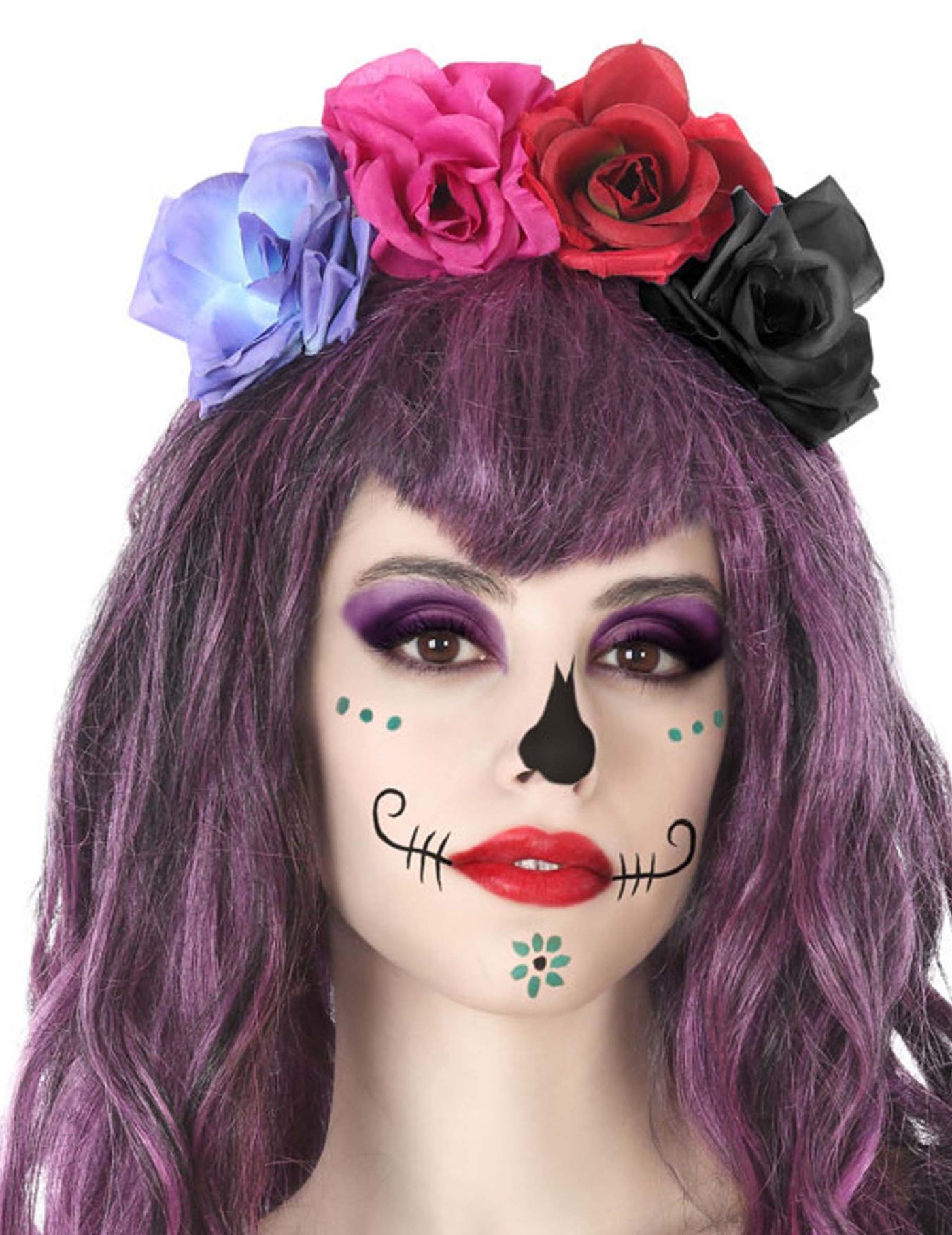 Serre-tête fleurs multicolore dia de los muertos adulte