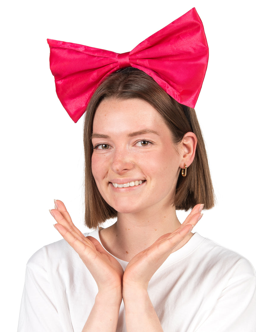 Serre-tête gros n?ud rose fluo adulte