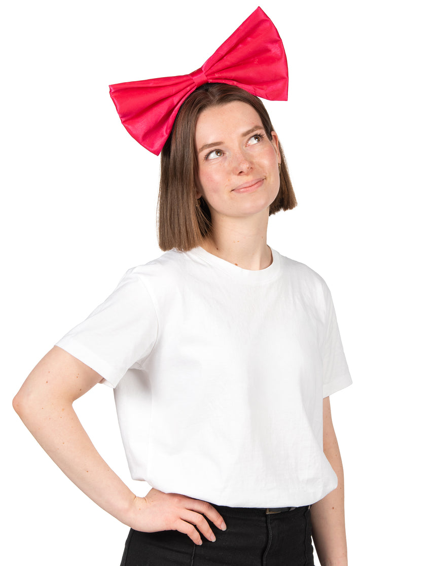 Serre-tête gros n?ud rose fluo adulte