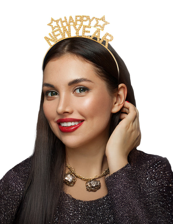 Serre-tête Happy New Year à strass adulte