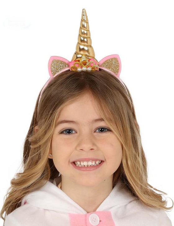 Serre-tête licorne or et rose enfant