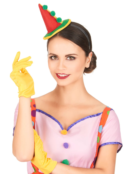 Serre-tête mini chapeau clown pointu adulte