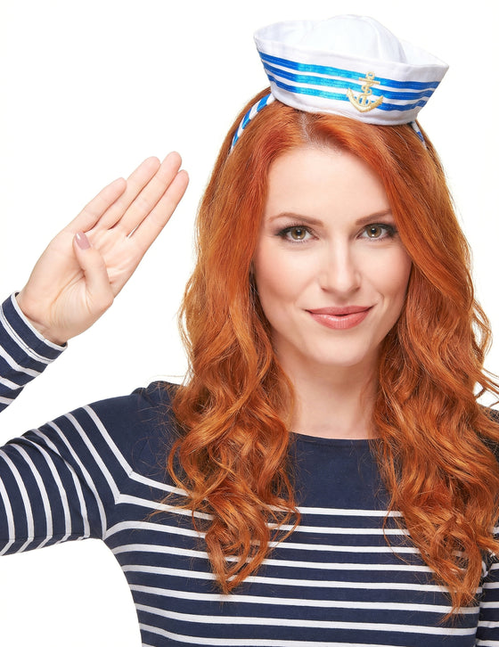 Serre-tête mini chapeau marin adulte