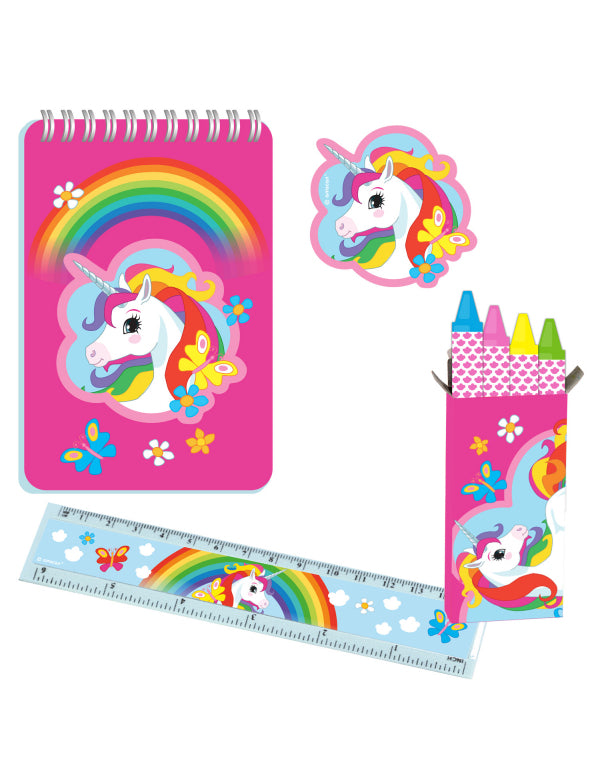 Set Papeterie 20 pièces Licorne arc-en-ciel