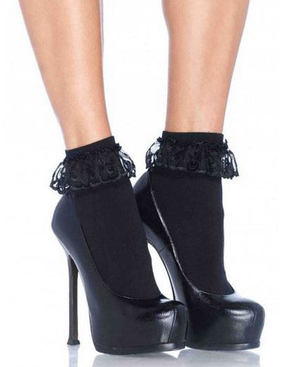 Socquettes noires avec dentelle femme