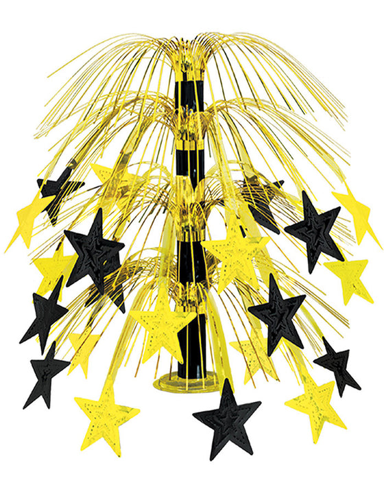 Centre de table étoiles noires et dorées 45,7 cm