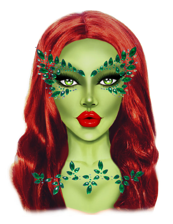 Strass adhésifs empoisonneuses verte visage et corps