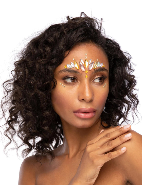 Strass adhésifs pour visage déesse dorée