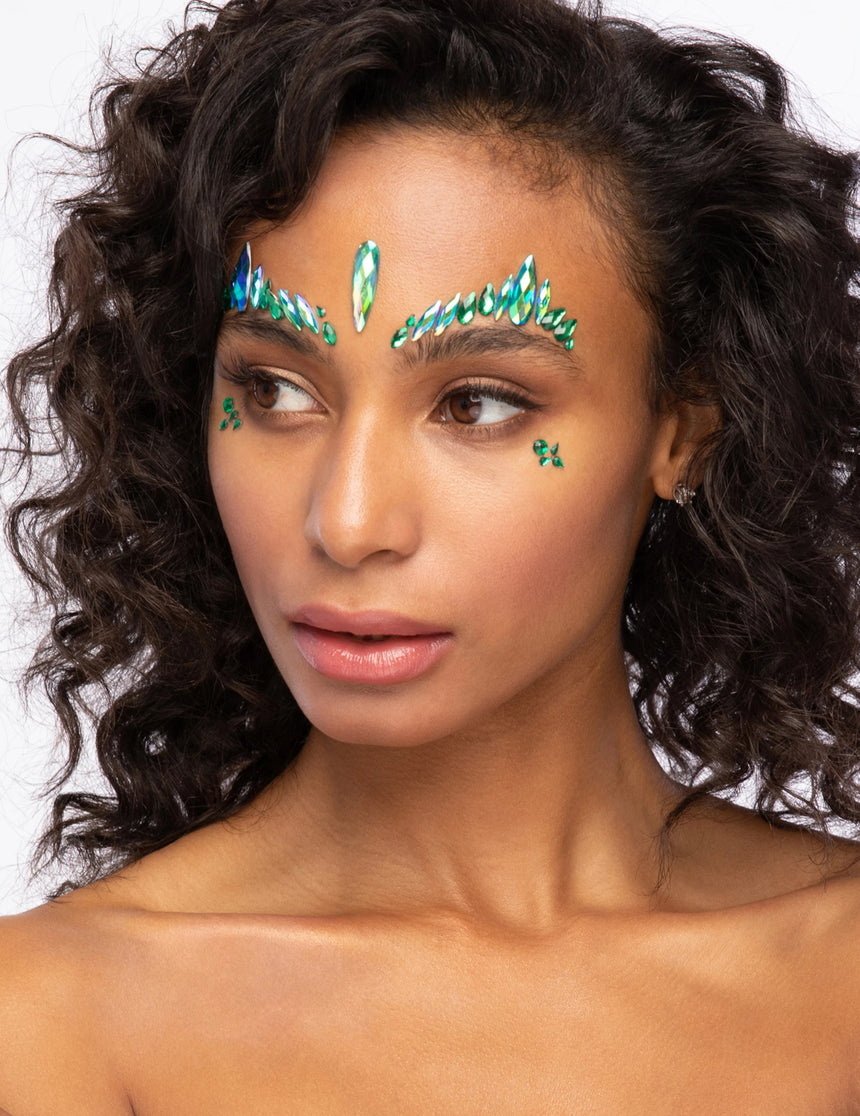 Strass adhésifs pour visage enchanteuse verte