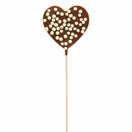 Sucette Coeur Chocolat Lait et Perles Crispy - 40g