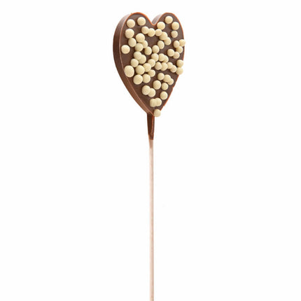 Sucette Coeur Chocolat Lait et Perles Crispy - 40g
