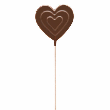 Sucette Coeur Chocolat Lait et Perles Crispy - 40g