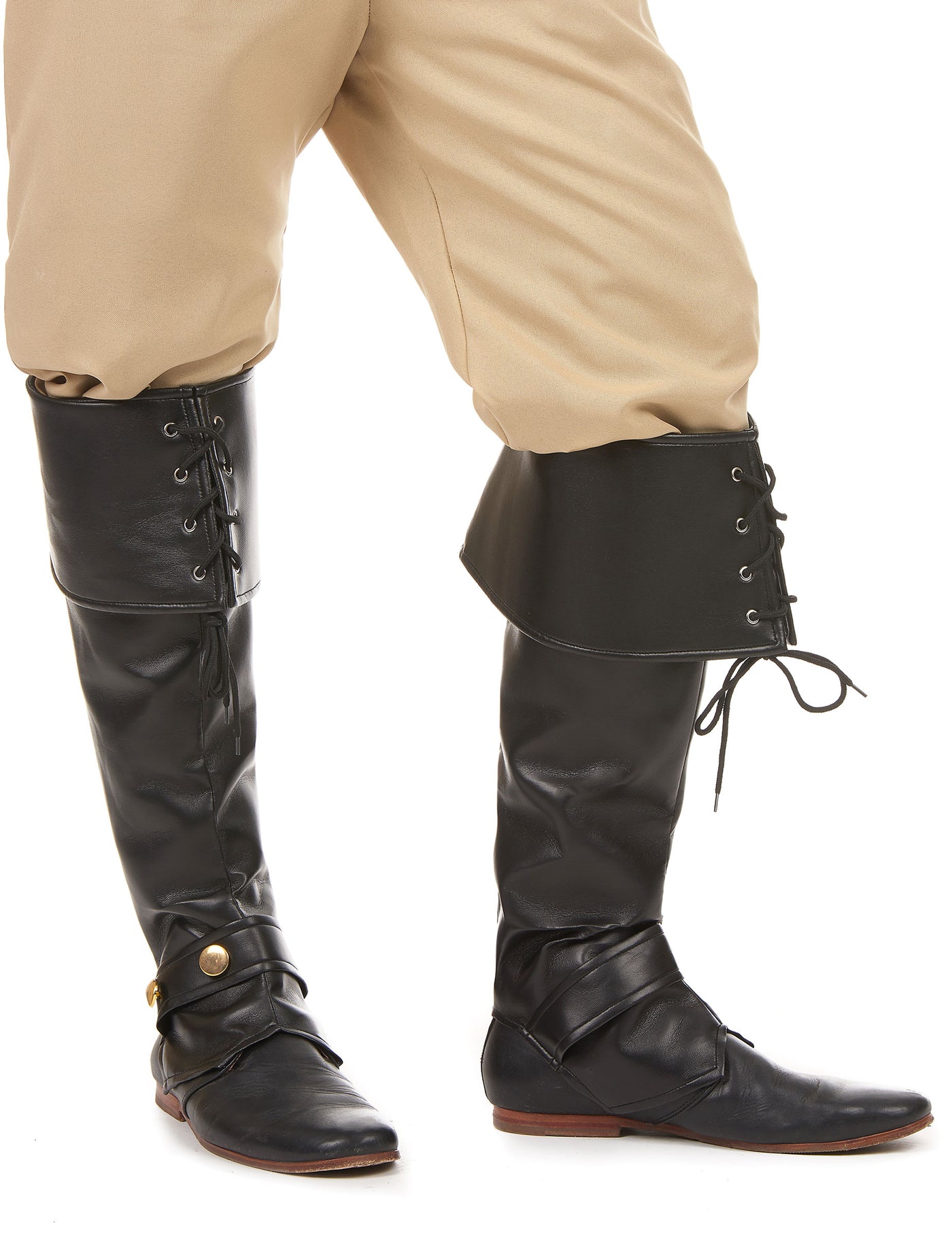 Sur-bottes noire simili cuir lacets et lanière cloutée adulte