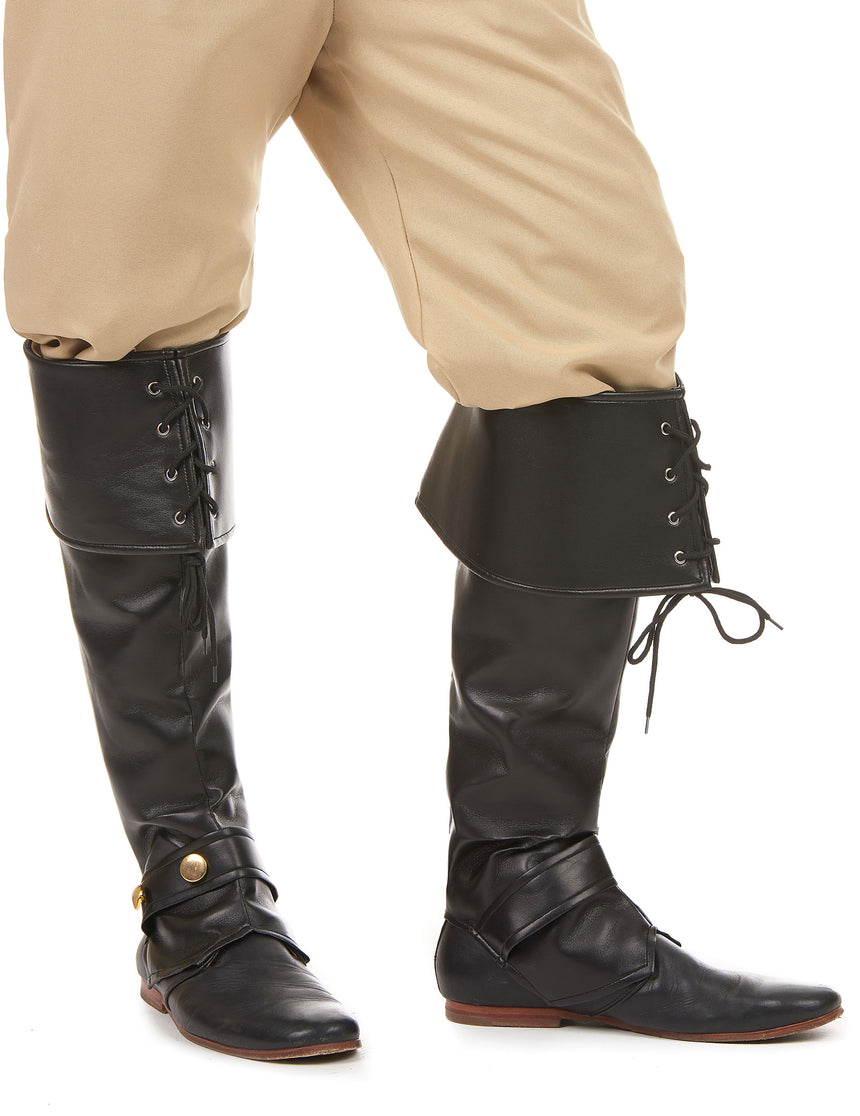 Sur-bottes noire simili cuir lacets et lanière cloutée adulte