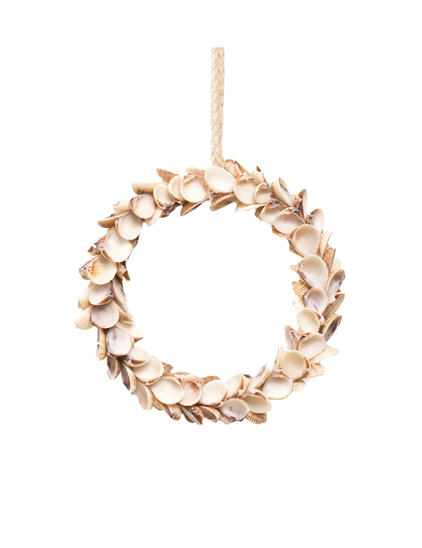 Suspension couronne de coquillages blancs 12 cm déco marine