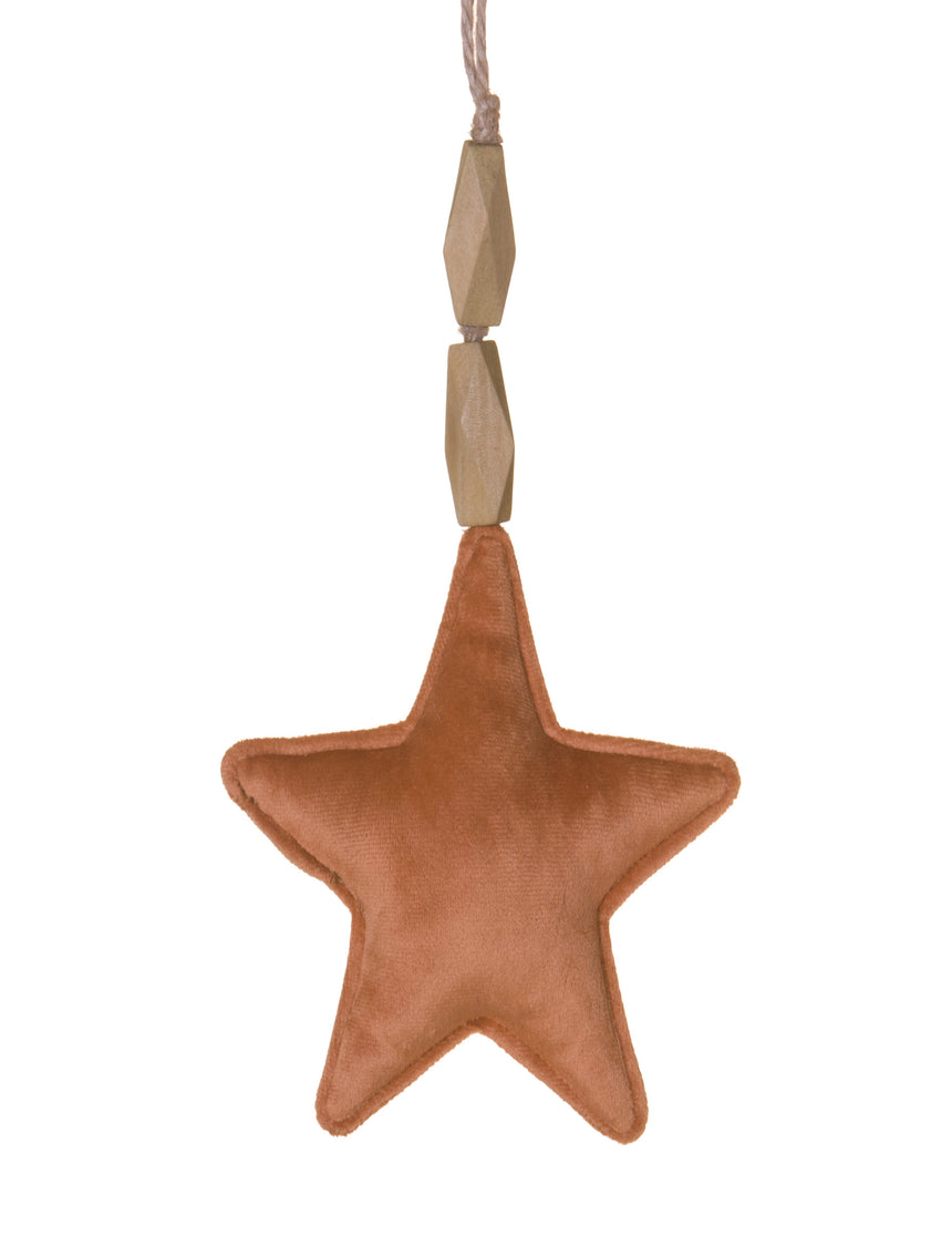 Suspension étoile en velours terracotta 15 cm avec cordelette