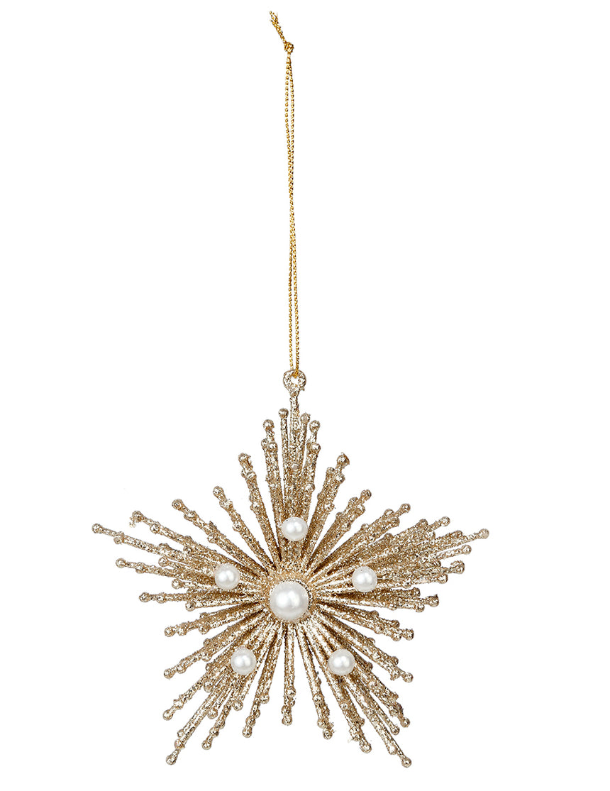 Suspension étoile galaxy paillettes or 12 cm à perles