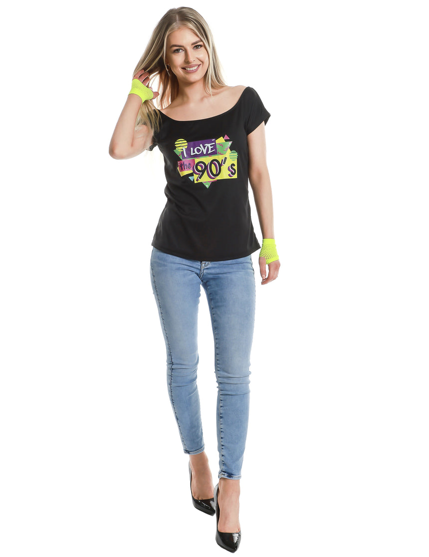 T-shirt I love the 90's noir femme
