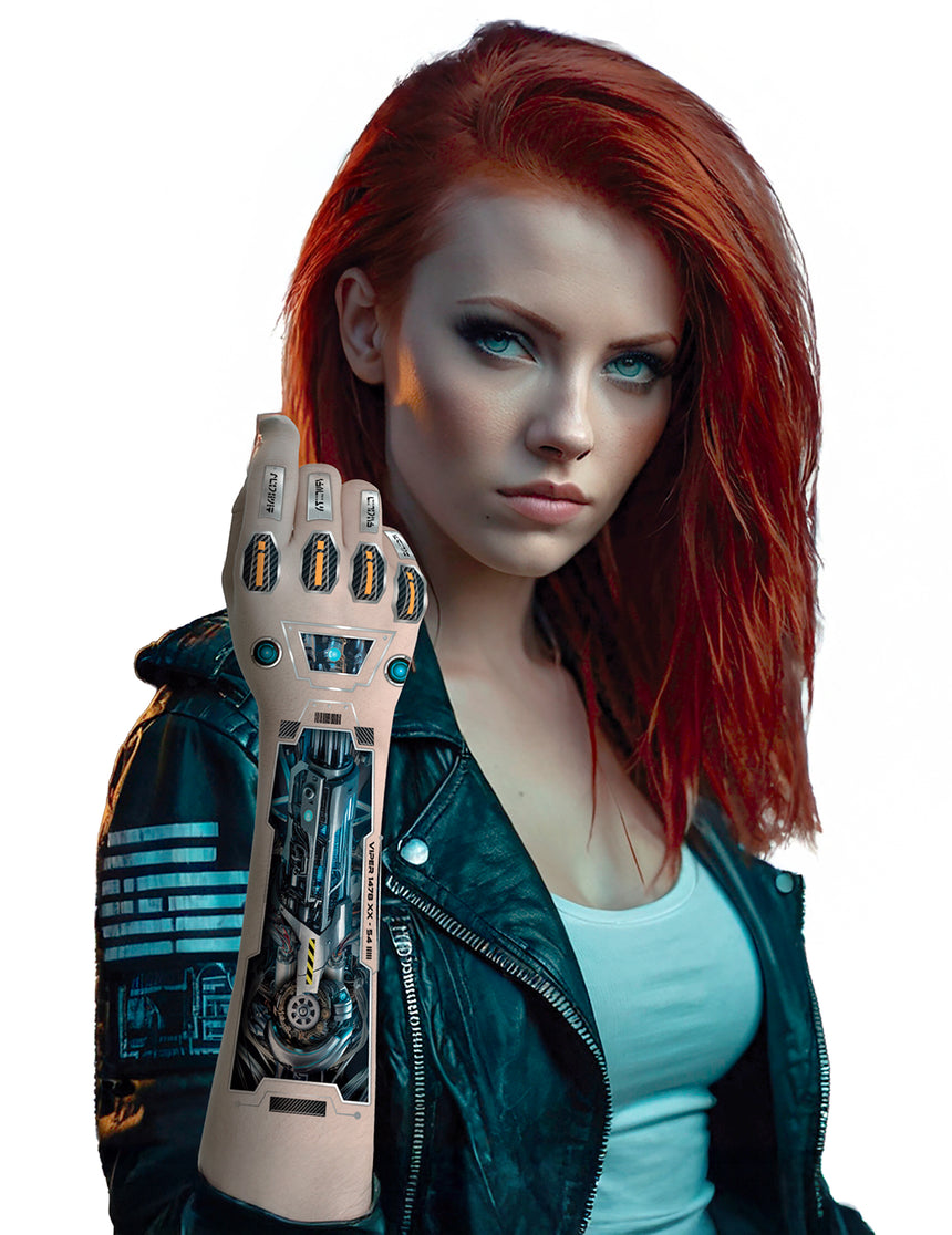Tatouage bras robot futuriste