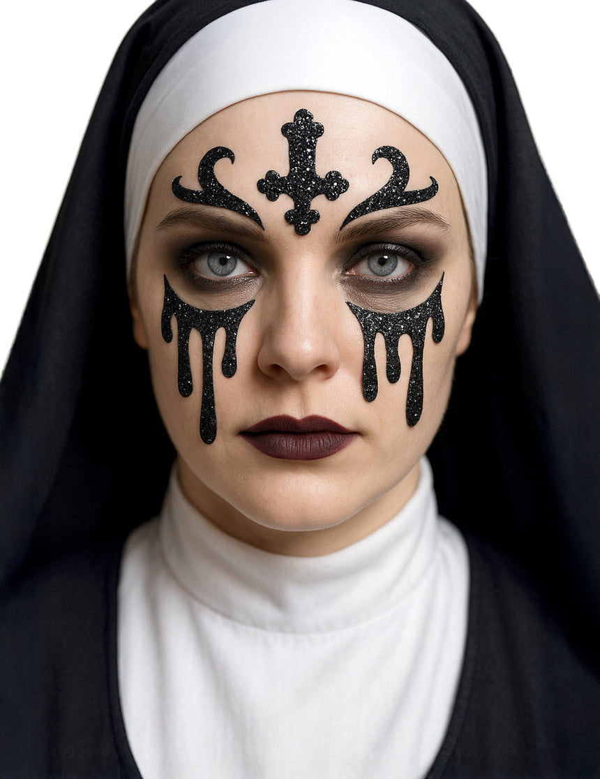 Tatouages pailletés nonne noire