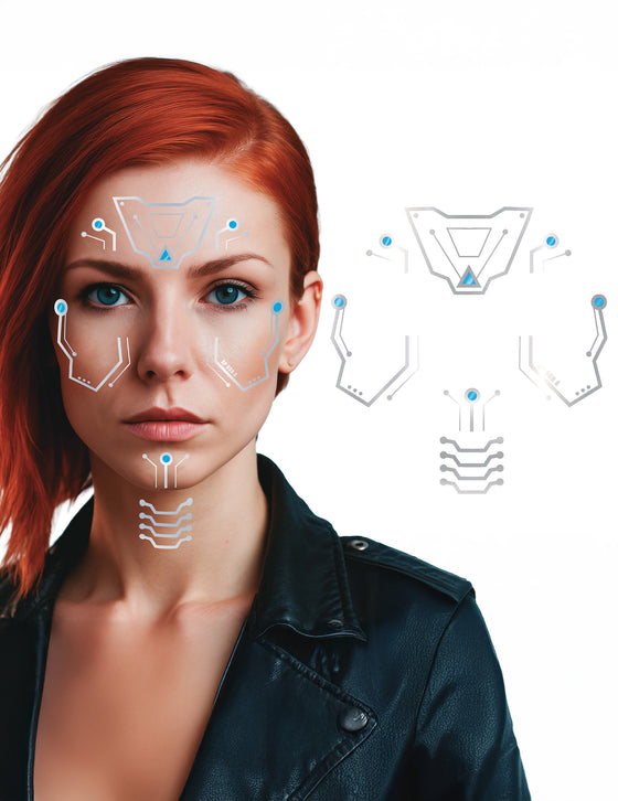 Tatouages pour visage robot futuriste