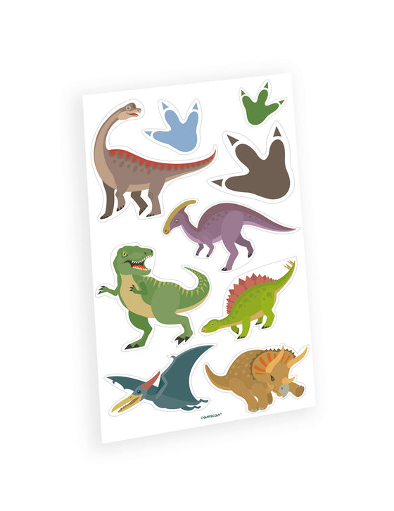 Tatouages temporaires grands dinosaures, planche 9 pièces