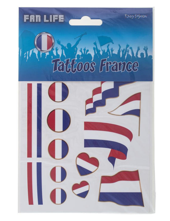 Tatouages temporaires supporter France / Pays-Bas