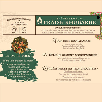Thé Vert Saveurs Fraise Rhubarbe - 100g