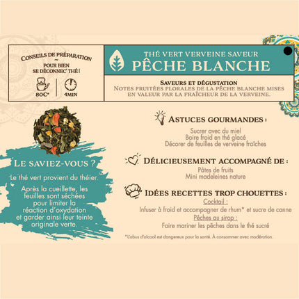 Thé Vert Verveine Saveur Pêche Blanche - 100g