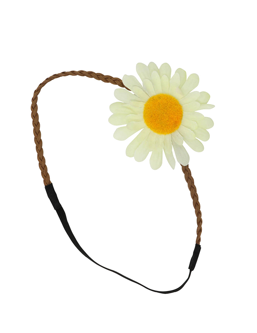 Tour de tête tressé avec fleur blanche adulte