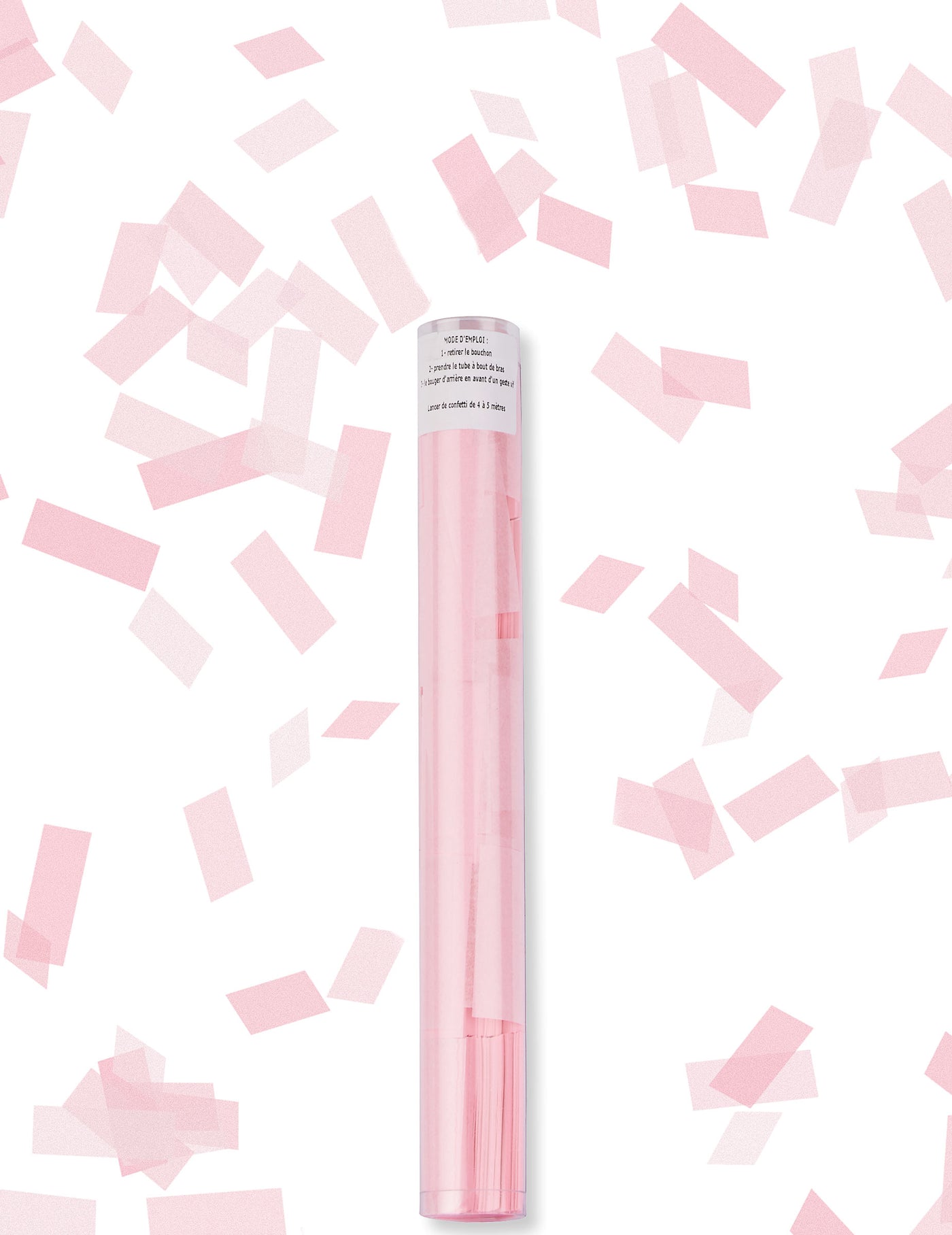 Tube lanceur de confettis rectangle rose 27 cm