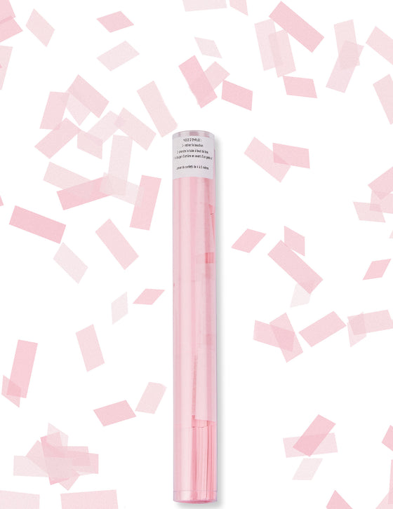 Tube lanceur de confettis rectangle rose 27 cm