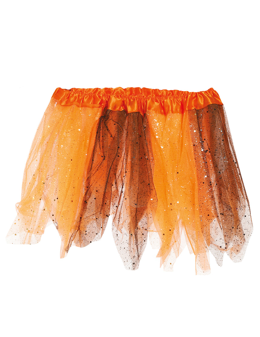 Tutu bicolore noir et orange à paillettes fille