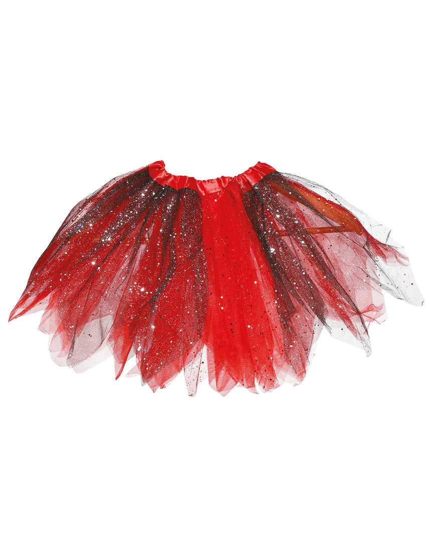 Tutu bicolore noir et rouge à paillettes fille