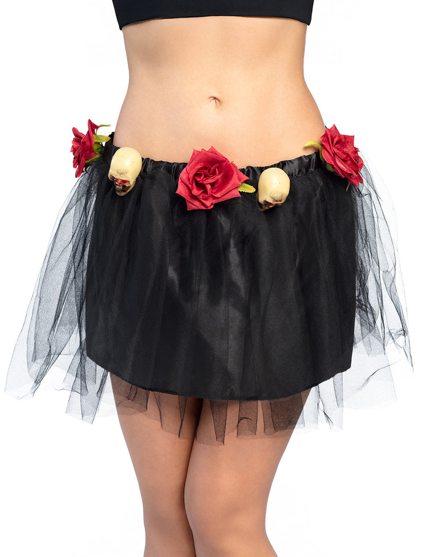 Tutu noir squelette et rose femme Dia de los muertos