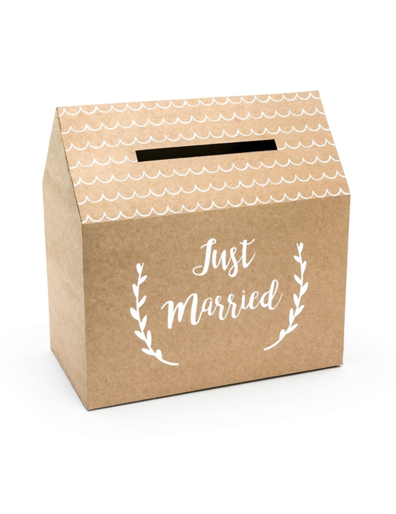 Urne en carton kraft just married forme maison 30 x 30,5 x 16,5 cm