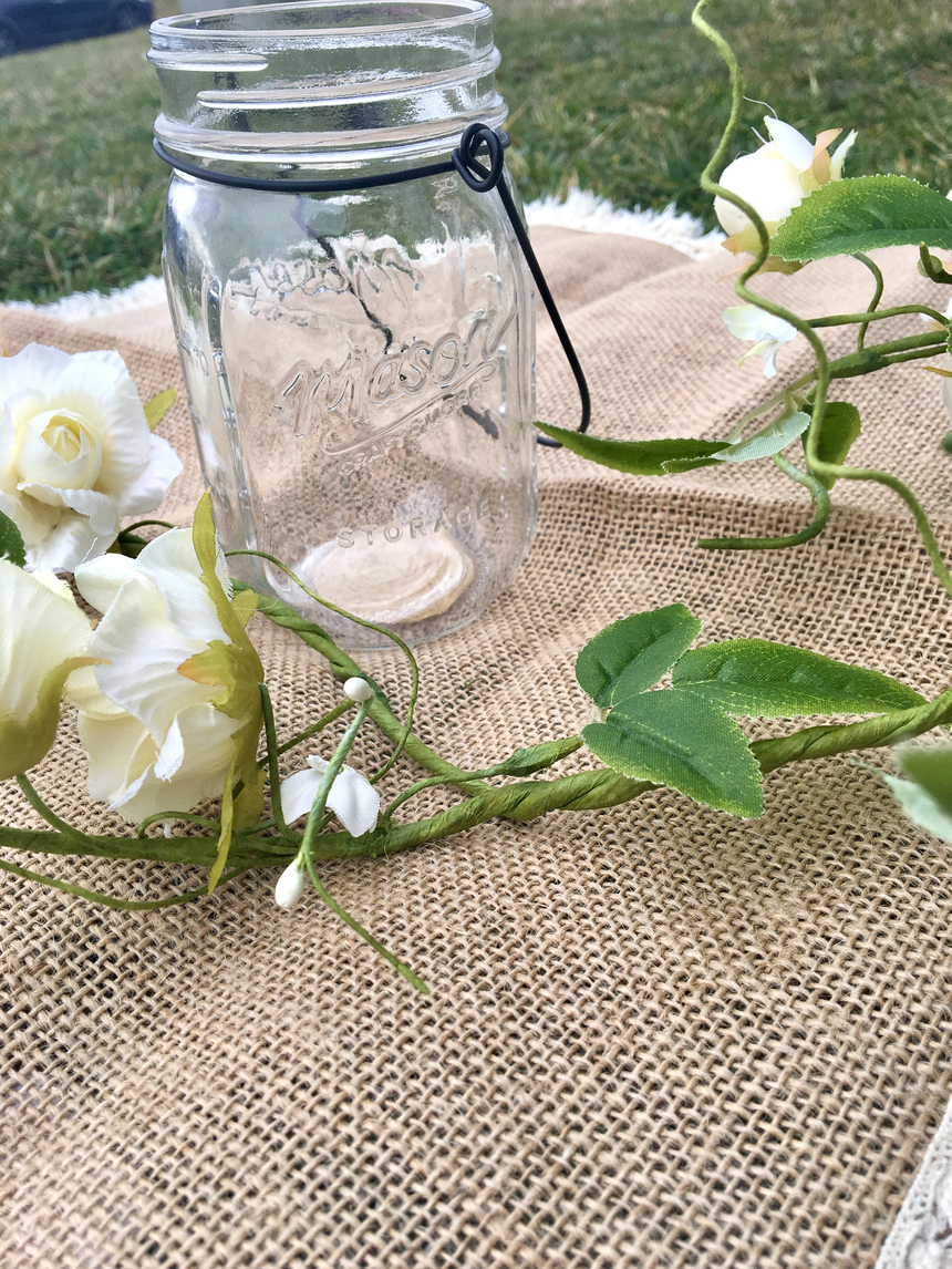 Vase en verre mason jar 13 cm avec anse