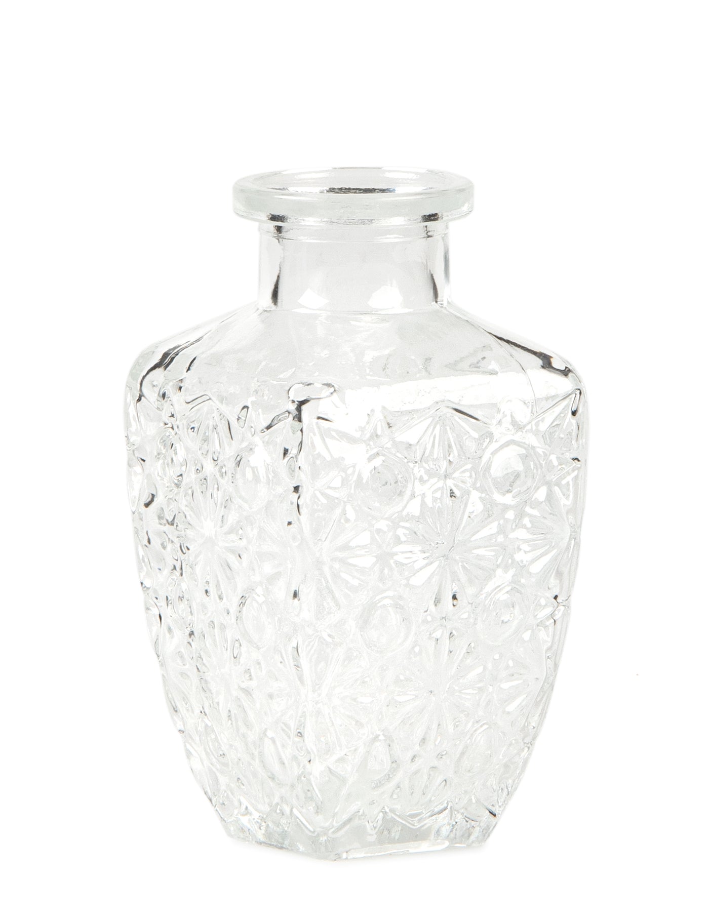 Vase gravure ancienne verre carré 6,5 x 12,5 cm - 250 ml